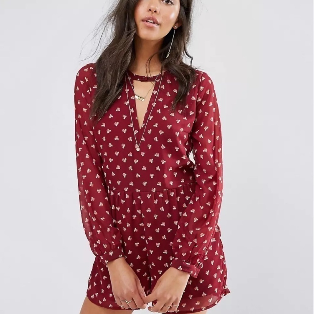 Abercrombie & Fitch Choker Neck Winter Floral Romper 0